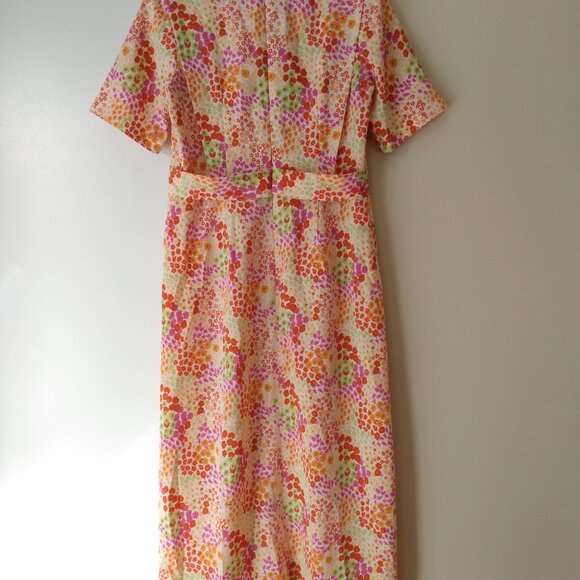 Amish Mennonite Cape Dress 36"B 31"W Vintage 60s Style Pink Orange - Picture 11 of 16